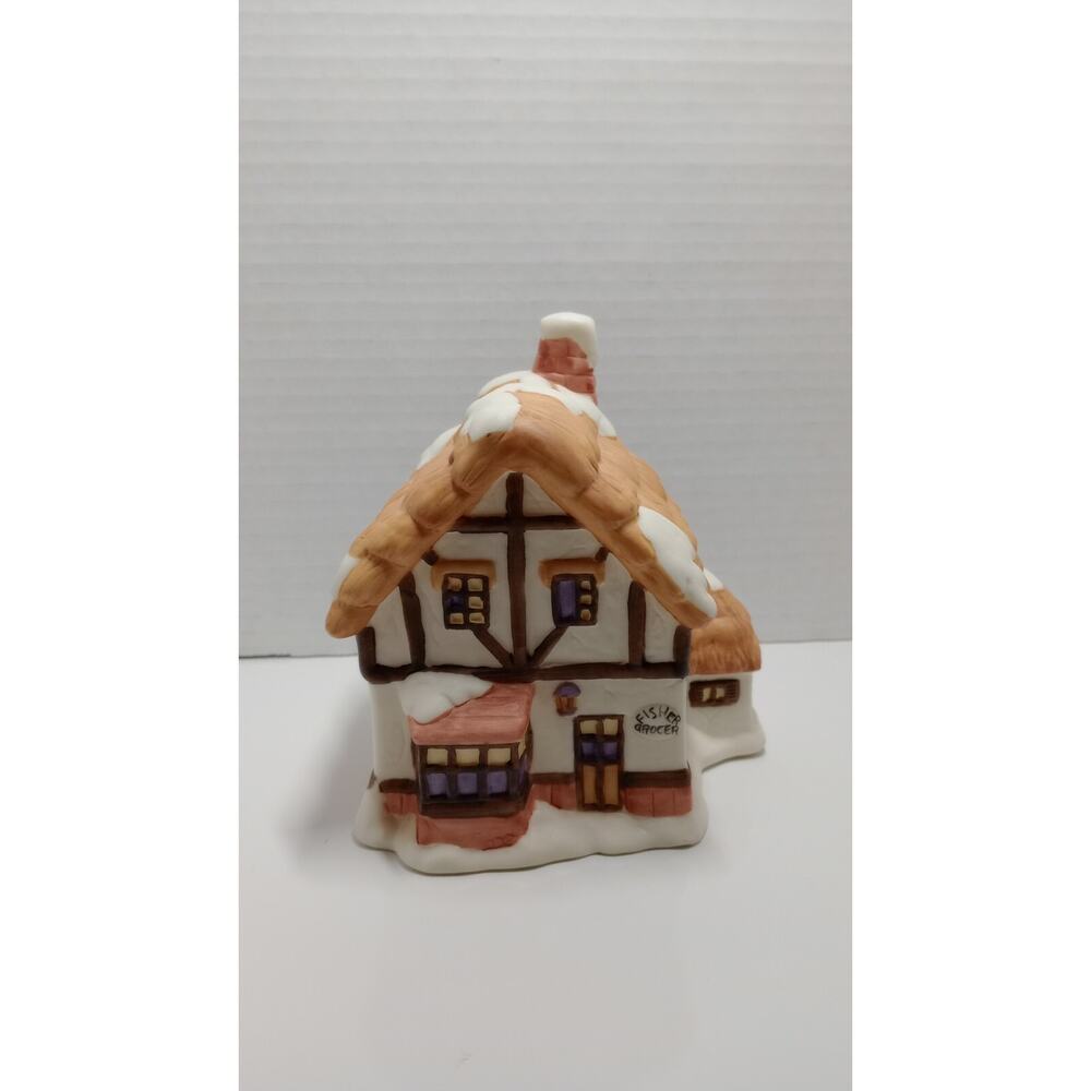 Vintage 1987 GWT F.O. Merz & Co Ceramic Americana Lite House "Fisher Grocer"...